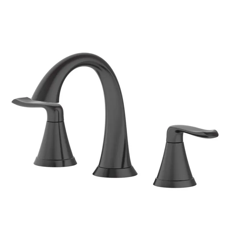 Oakbrook Collection Chloe Matte Black Contemporary Widespread Bathroom Faucet – 8‑Inch High‑Arc Lever