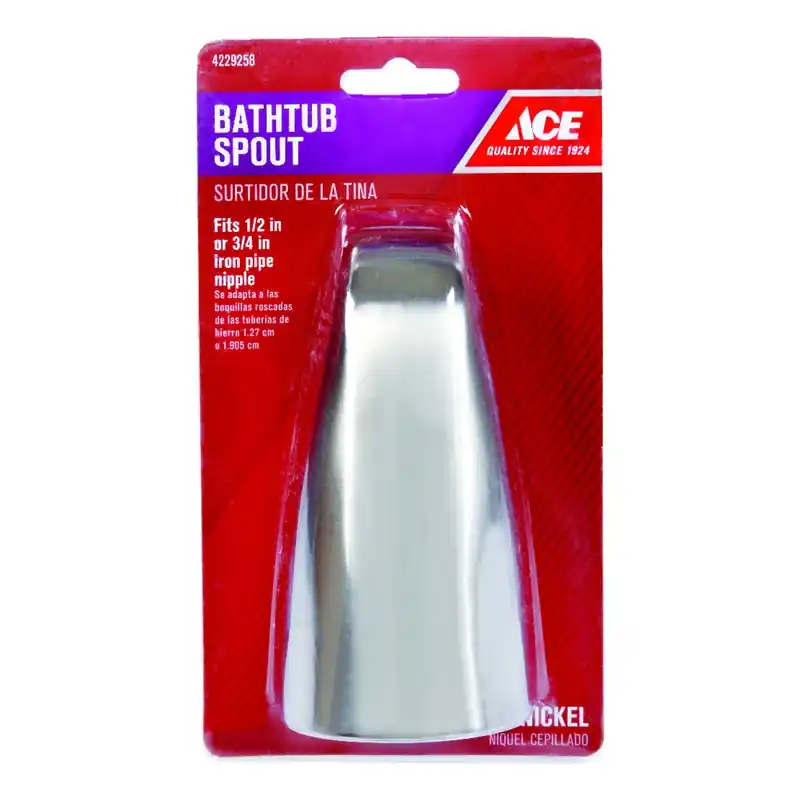 Brushed Nickel Bathtub Spout For 1/2in And 3/4in Ips Pipe - Model Ace825-30bn