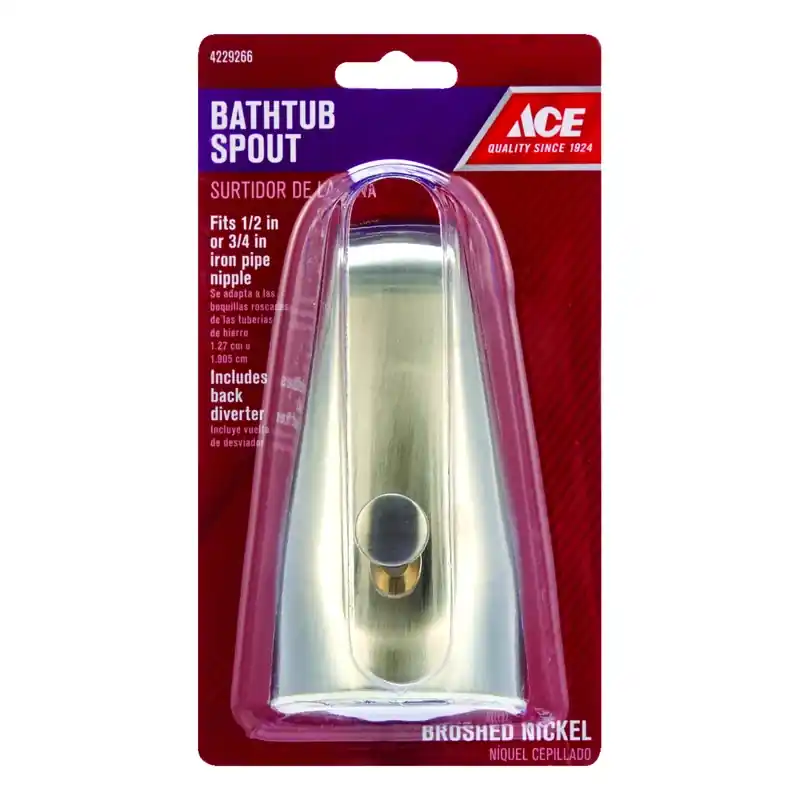Brushed Nickel Bathtub Diverter Spout For 1/2" And 3/4" Ips