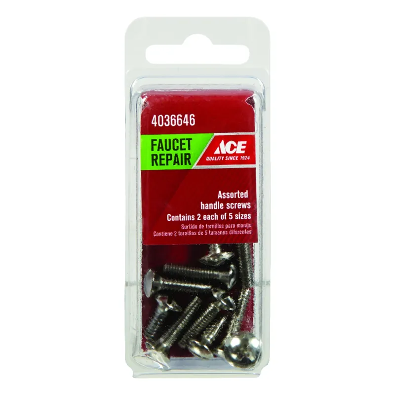 Universal Chrome Faucet Screw Assortment - 10-piece Handle Screw Kit