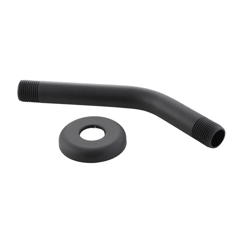 8 In. Matte Black Stainless Steel Shower Arm And Flange