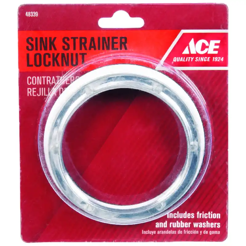 3-3/8 In. Diameter Stainless Steel Strainer Locknut With Washers