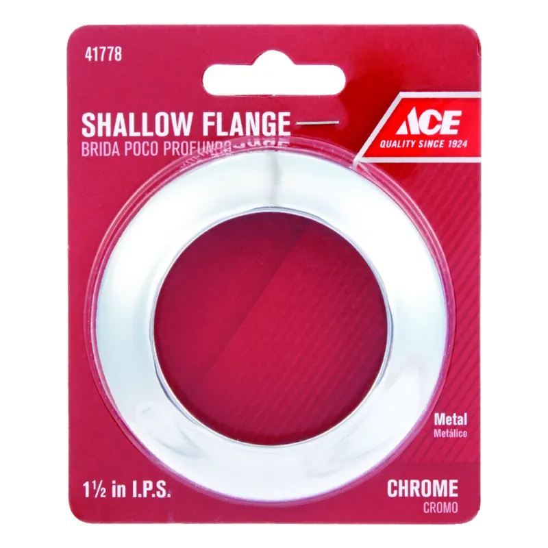 Brass Shallow Flange For 1 1/2" Ips - Chrome Plated With Sure Grip Collar
