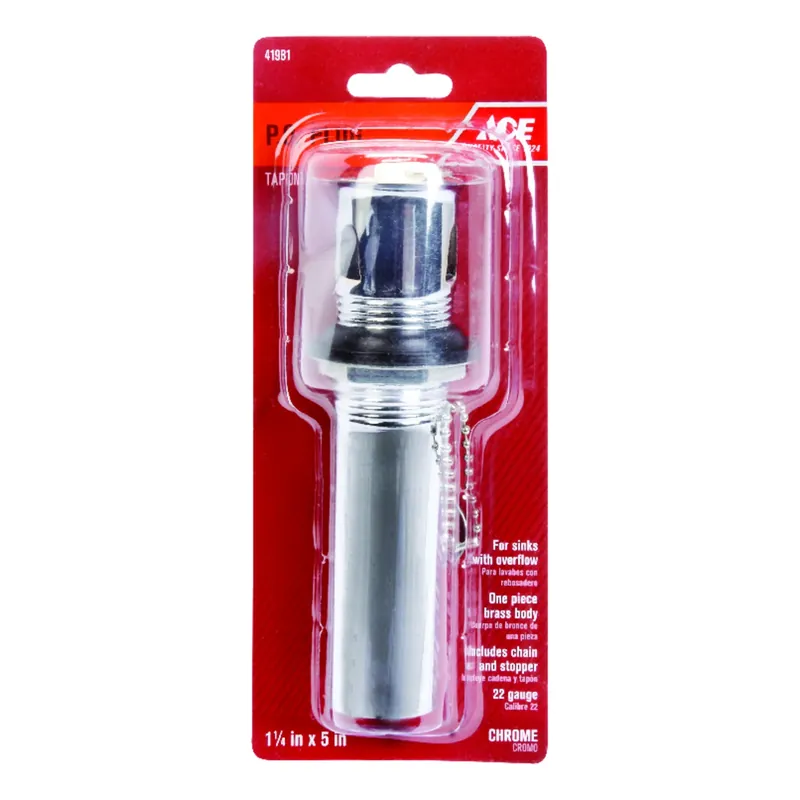 1-1/4 In. Diameter Polished Chrome Lavatory Drain With Plug For Sinks With Overflow