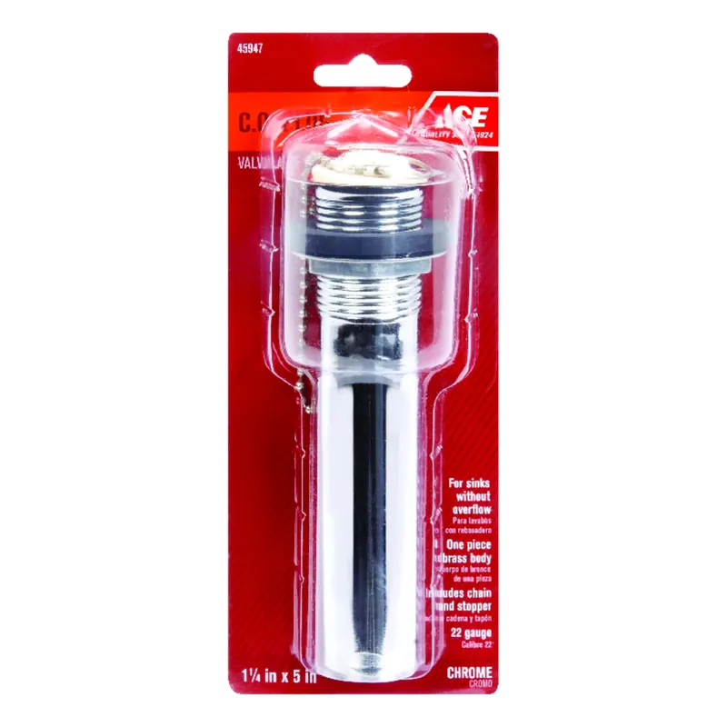 1-1/4 In. Chrome Brass Lift Plug With Plastic Tailpiece For Sinks