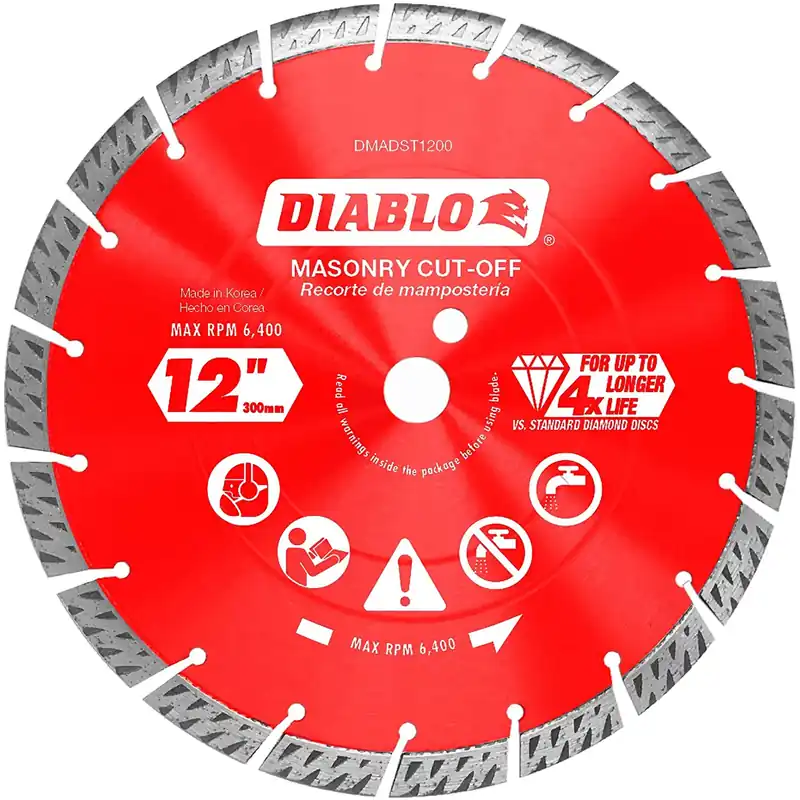 Diablo 12 In. D X 1 In. X .110 In. Thick Diamond Turbo Rim Masonry Cut-Off Disc