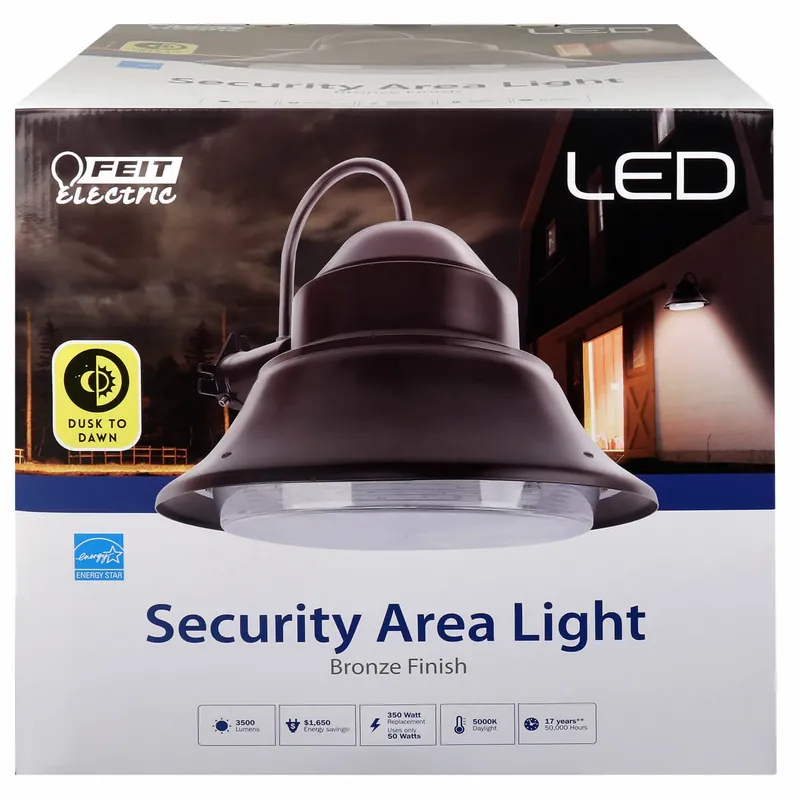 Led Security Light, Dusk-to-Dawn, Bronze, 3500 Lumens, 50-Watt