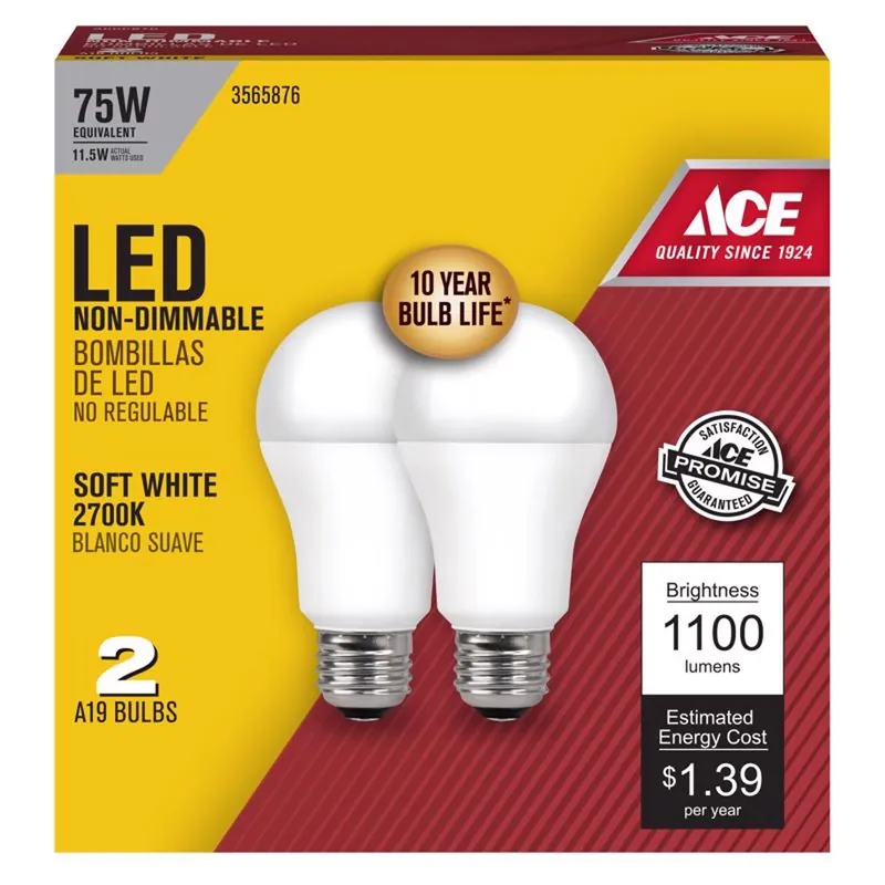 Ace 11.2 Watts A19 LED Bulb 1100 Lumens Soft White A-Line 75 Watt Equivalence