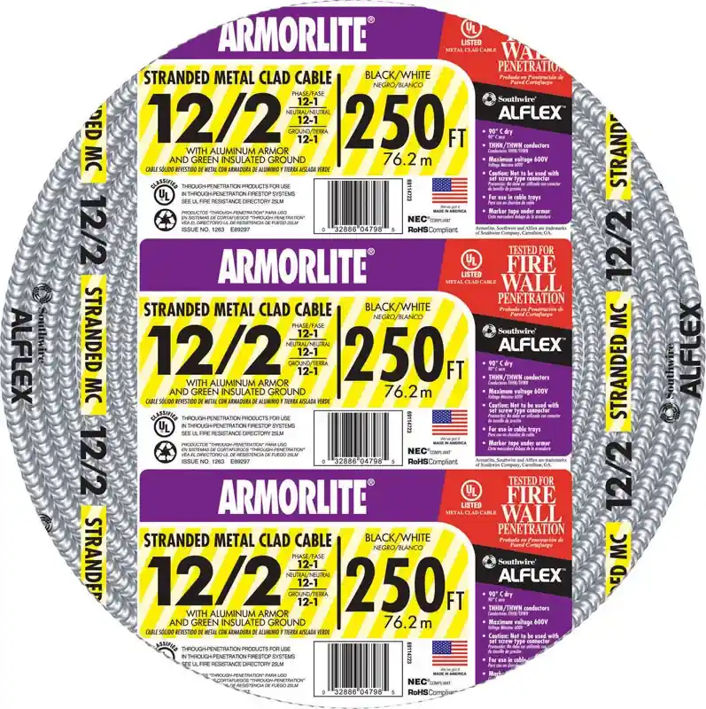 250-foot 12/2 Stranded Aluminum Armored Metal Clad Cable - Model 69114701
