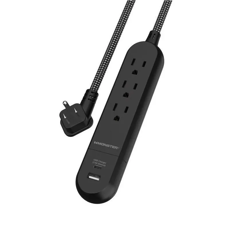 Monster Just Power It Up 4 Ft. L 3 Outlets Power Strip Black