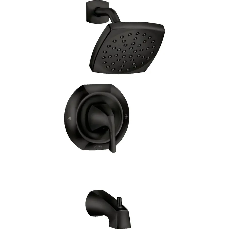 Lindor Posi-Temp Single Handle Tub / Shower Faucet + Spray Head, Spot-Resistant Matte Black