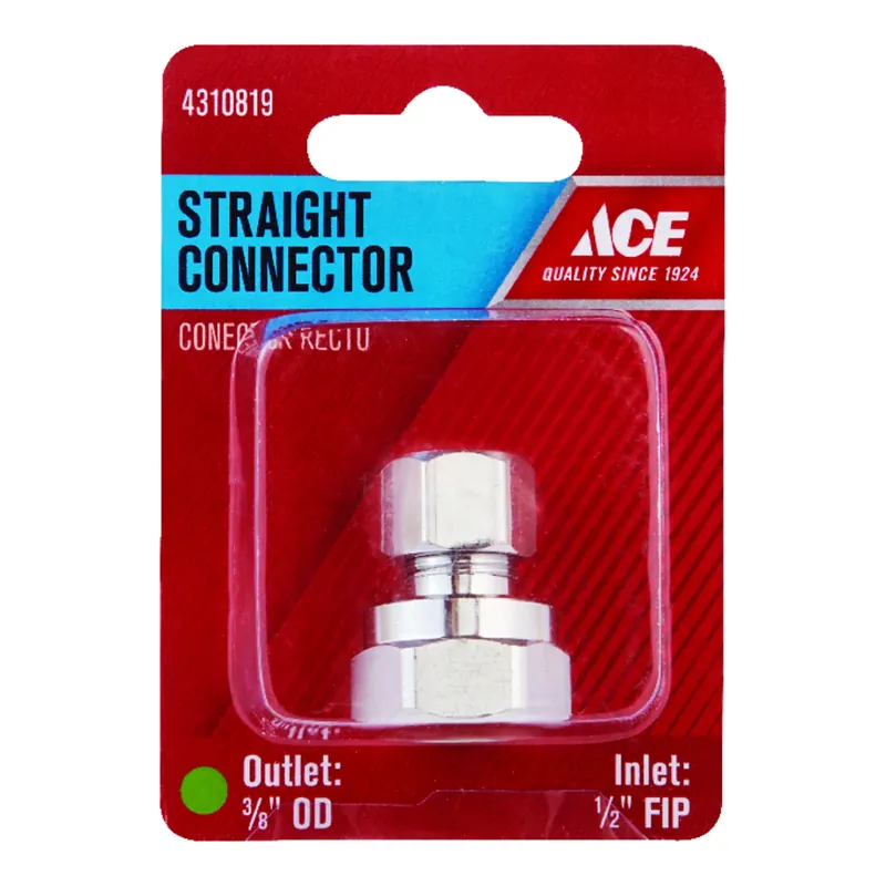 1/2 In. Fpt X 3/8 In. Diameter Compression Brass Straight Connector