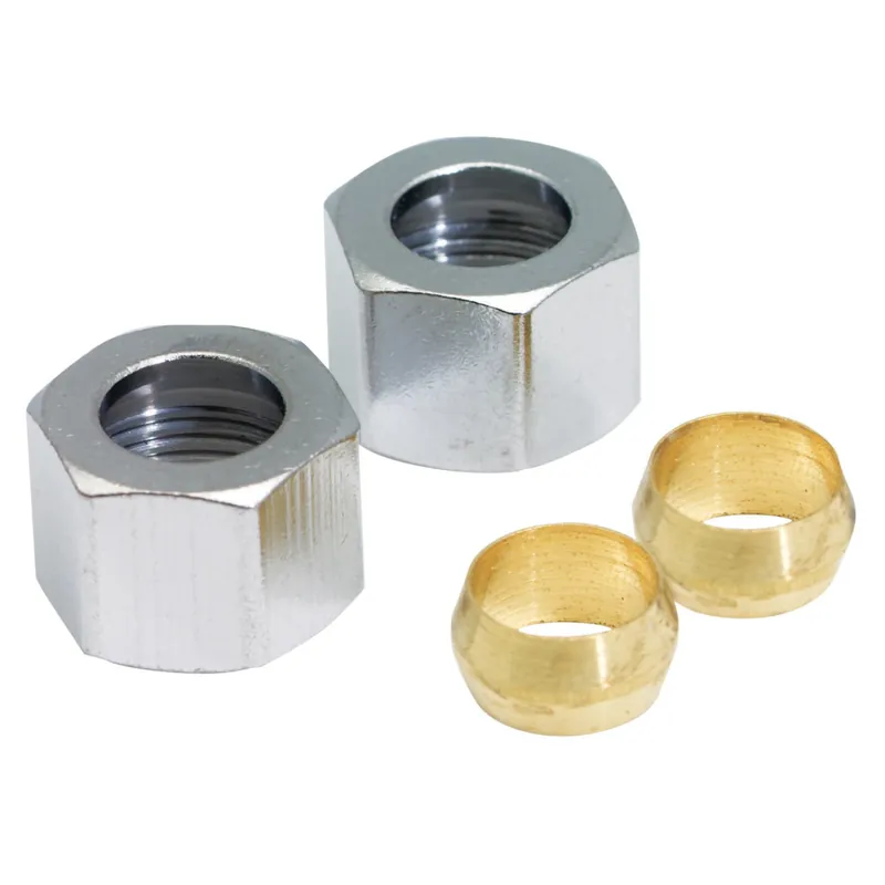 Ace 3/8 In. Compression X 3/8 In. Dia. Compression Polished Chrome Compression Nut With Rings