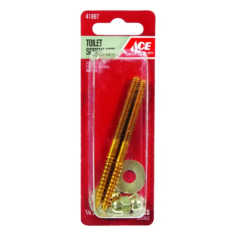 Toilet Screw Set Brass - 2 Screws, 14 Inch Outer Diameter, Toilet Repair Parts