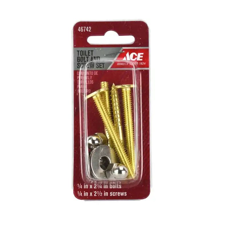 Toilet Bolt Set Brass And Chrome Plated - 2 Bolts And 2 Screws