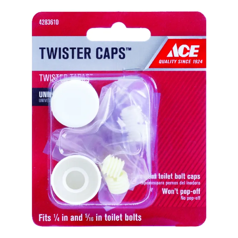 Toilet Bolt Caps - White Plastic Screw-on Design With Adapters For 1/4 And 5/16 Bolts