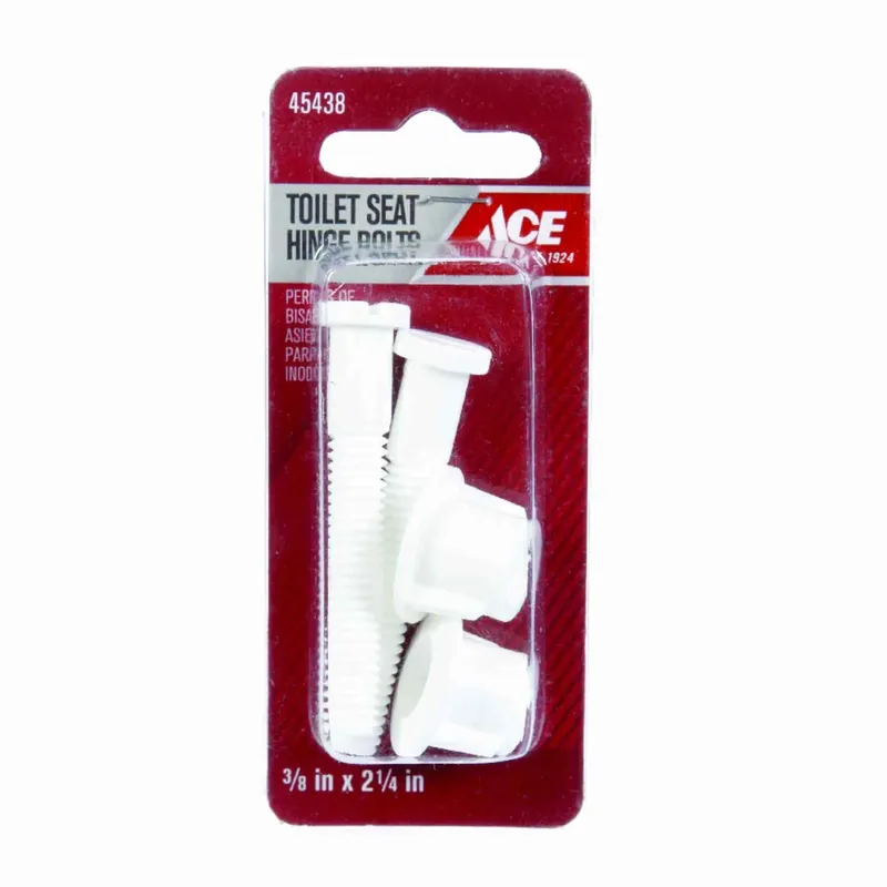 Toilet Seat Hinge Bolts White Plastic Universal 3/8" Threading 2-1/4" Length