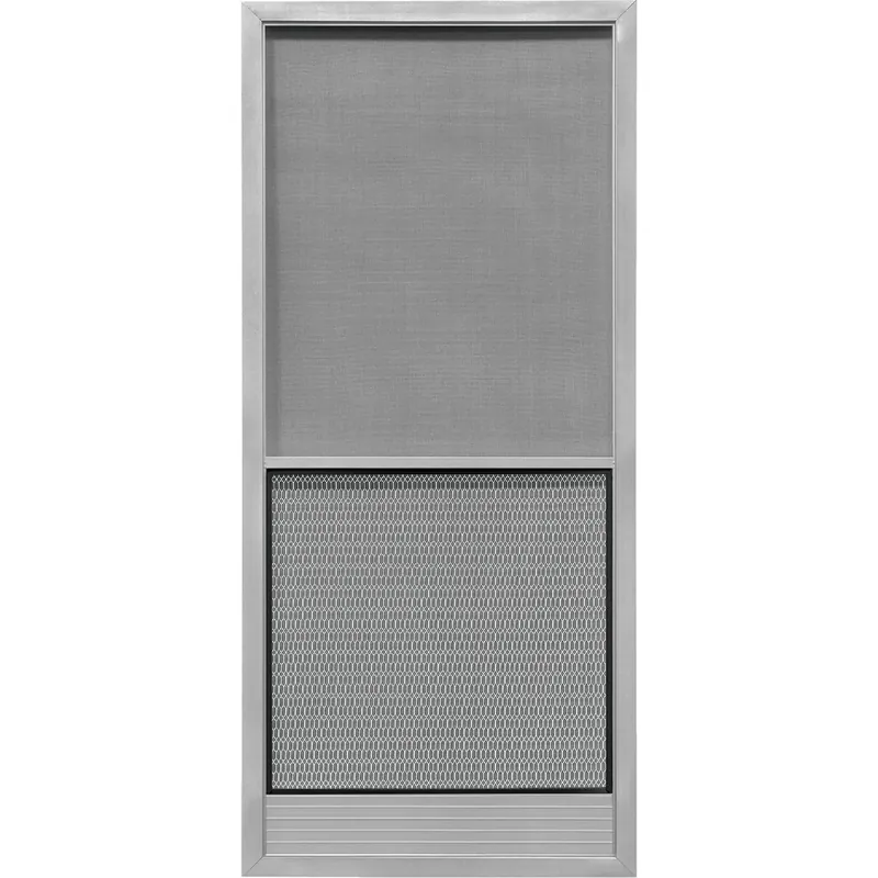 Capri 32 In. W X 80 In. H Gray Steel Screen Door With Adjustable Features