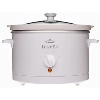 3060w 6-quart Round Slow Cooker In White - Perfect For Family Meals