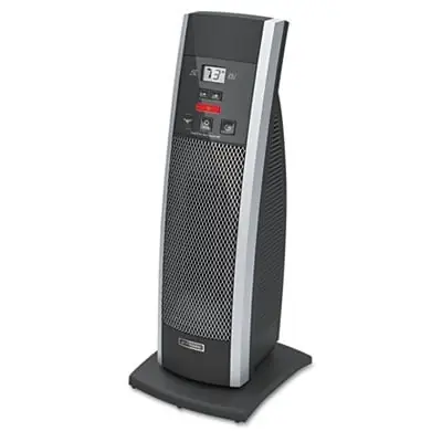 Ceramic Mini Tower Heater With Lcd Control, 1500w, Black